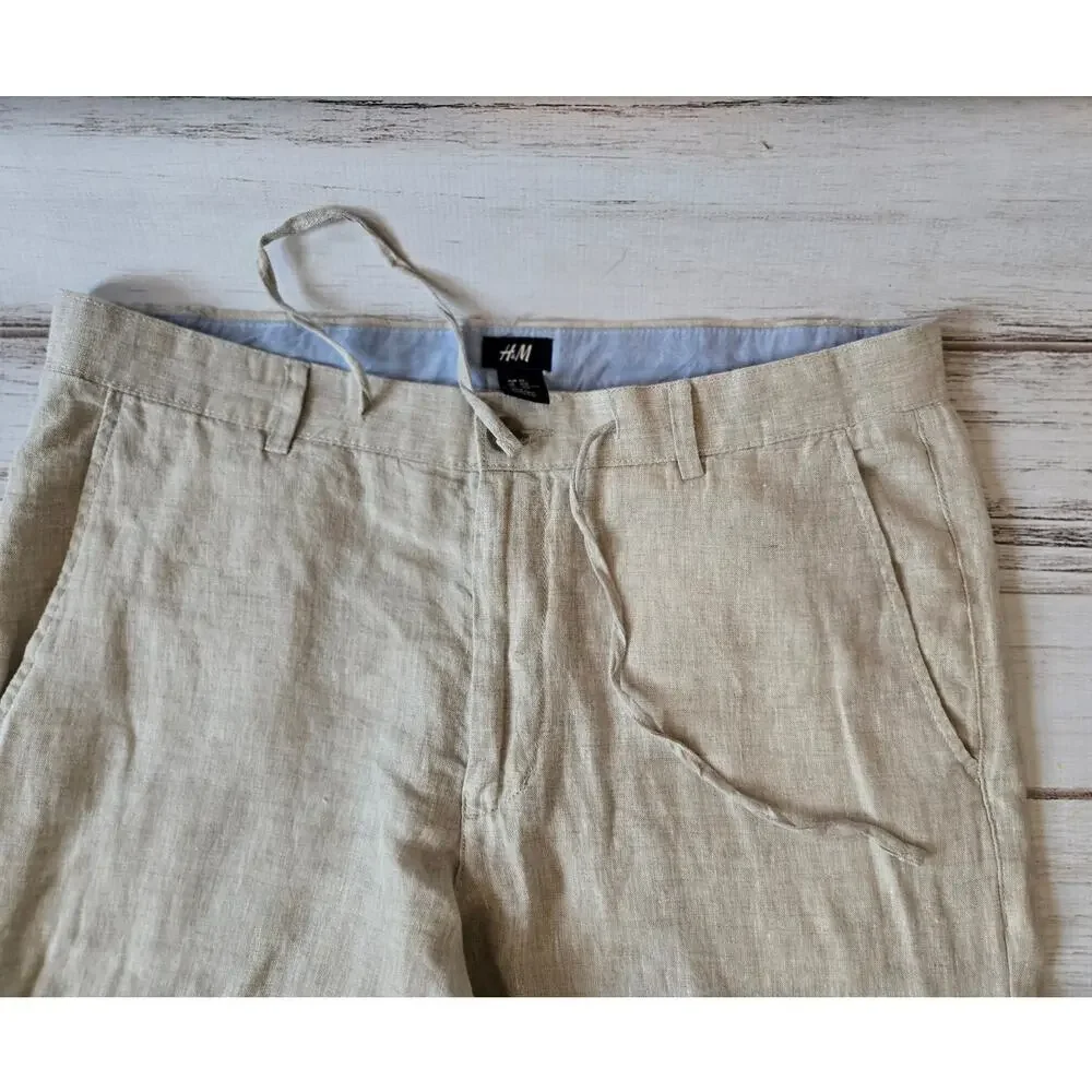 H&M Men's Beige Linen Pants sz 36R